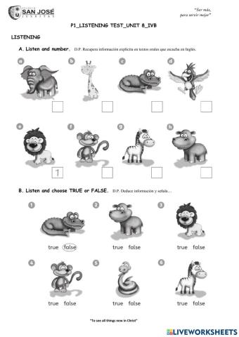 Listen and choose the correct animal