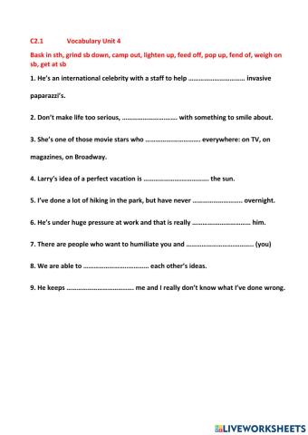 C2.1 Unit 4 Phrasal Verbs