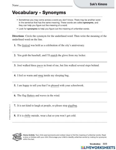 Suki's Kimono vocabulary