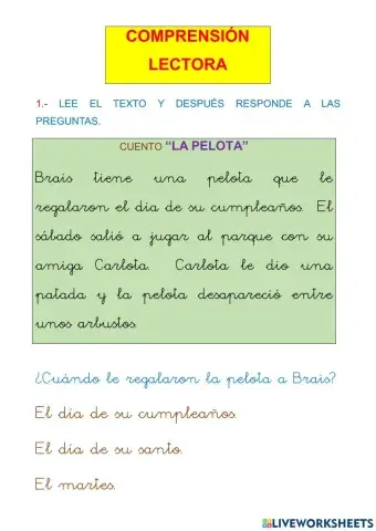 Comprensión la pelota