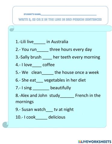 Simple present tense affirmative