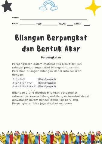 LKS Bentuk Pangkat dan Akar 1