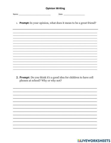 Opinion Writing Paper Blank
