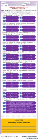 Remedial activity - 2: arithmetic sequence