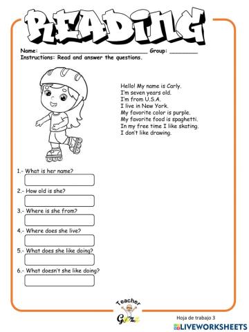 Likes dislikes reading comprehension