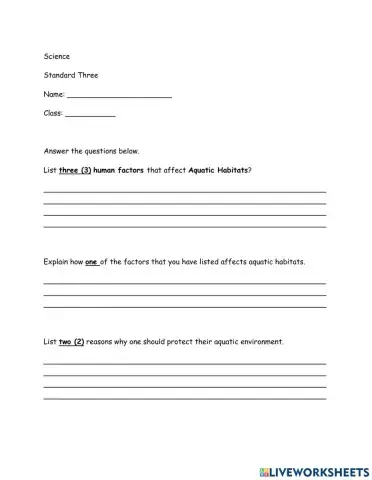 Science - Protecting Aquatic habitats