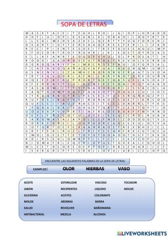 Sopa de letras: jabón