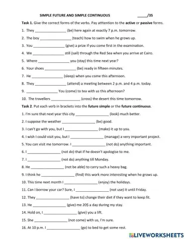 Future simple and future continuous tenses