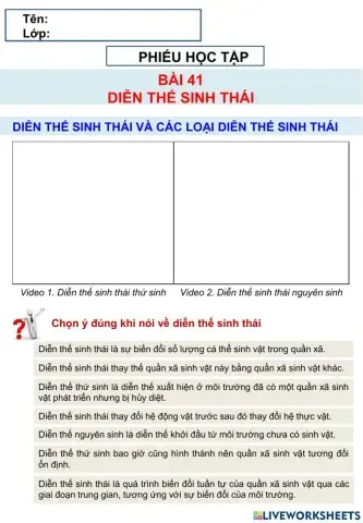 Sinh 12 - Bài 41 DIỄN THẾ SINH THÁI
