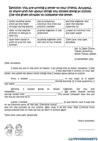 Year 6: Revision (Informal letter)