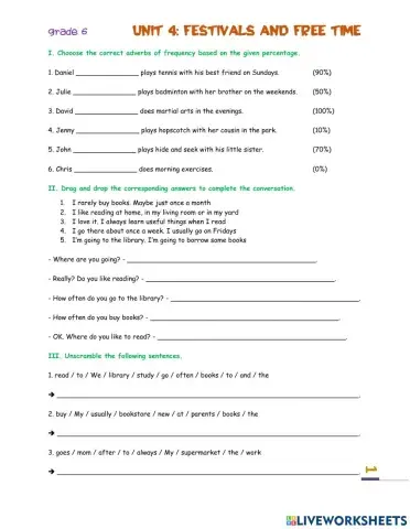 Unit 4: Festivals and Free time