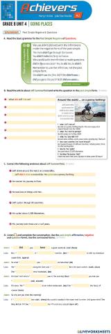 Grade 8 Unit 4 Going Places - Past Simple - Negative - Questions