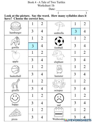 1b Count the Syllables Worksheet