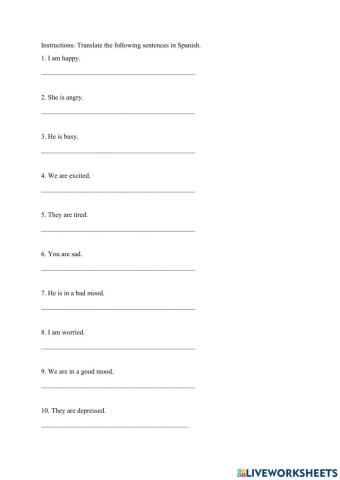 Expressing Emotions with the verb Estar