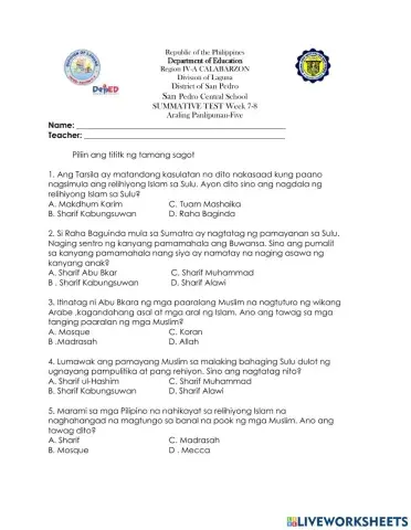 Q1 W7-8 Summative Test in AP