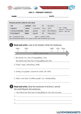 Present Perfect Worksheet