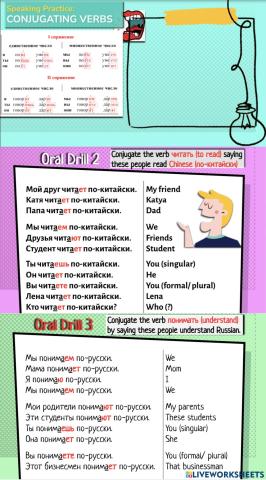 Verb Conjugation: ЧИТАТЬ, ПОНИМАТЬ.