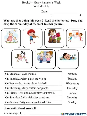1c Days of the Week Worksheet