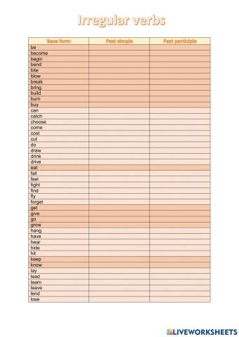 Irregular verbs