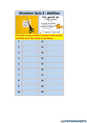 Dictation Qiuz: Abilities