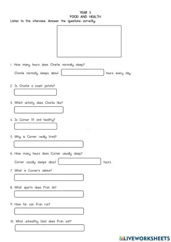 Year 5 Food and Health