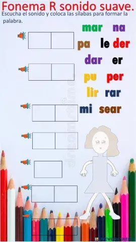 Escucha el sonido y coloca las  sílabas para formar las palabras.