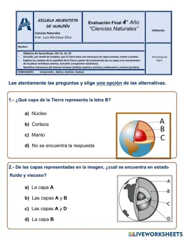 Evaluación Final - Ciencias Naturales