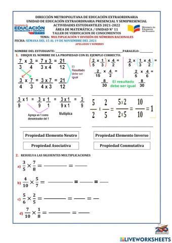 Multiplicacion y division de fracciones