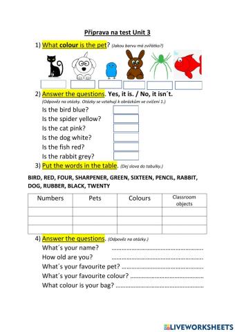 Procvičování před testem Unit 3