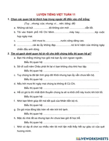 Quan hệ từ luyện 1