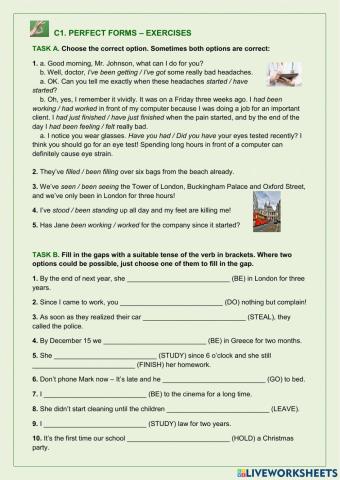 C1 perfect tenses exercises