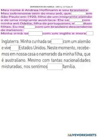 UNID 5 P. 127 - PRETÉRITO PERFEITO REGULAR e TER (irregular )