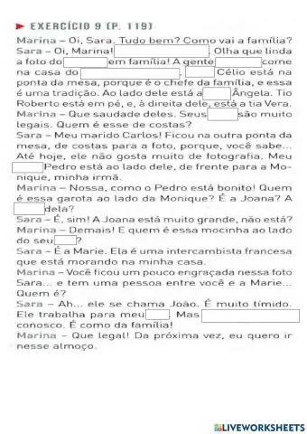 Família - UNIDADE 5 - P. 119 - N°9