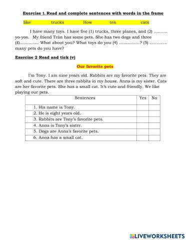 Reading and speaking 1