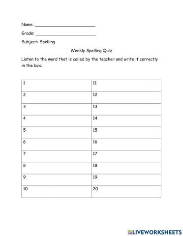Vowel Changes in Plurals- Spelling Quiz)
