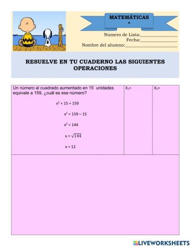 Problemas de ecuaciones cuadraticas