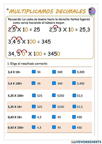 Multiplicacion  por decimales