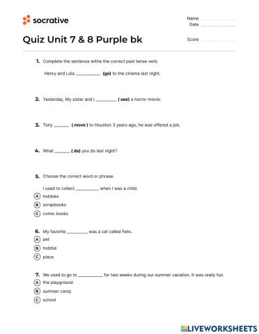 Exam Units 7 - 8   sp