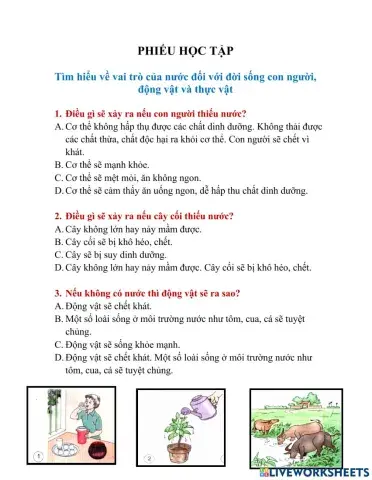 Nước cần gì cho sự sống