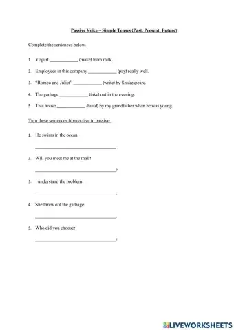 Passive Voice - Present Simple, Past Simple, Future Simple