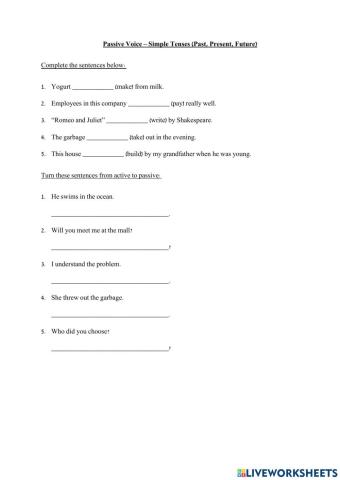 Passive Voice - Present Simple, Past Simple, Future Simple