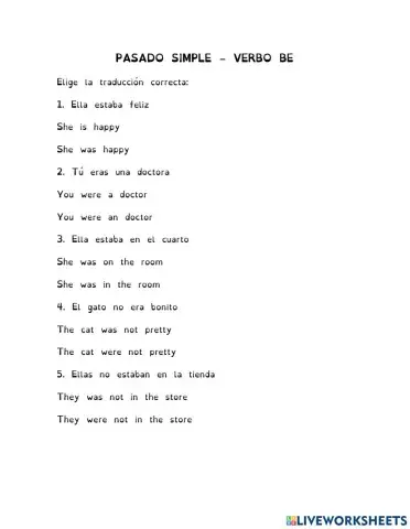 Pasado simple - Verbo be