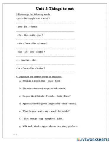 Unit 3 Things to eat l4 e3 e4