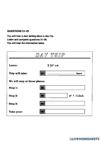 Ket 2- test 3 - listening - part 5