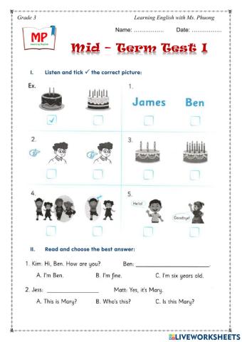 English 3 - Review mid- term test I