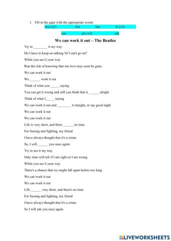 We can work it out - cloze activity