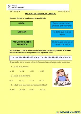 Moda, mediana y promedio