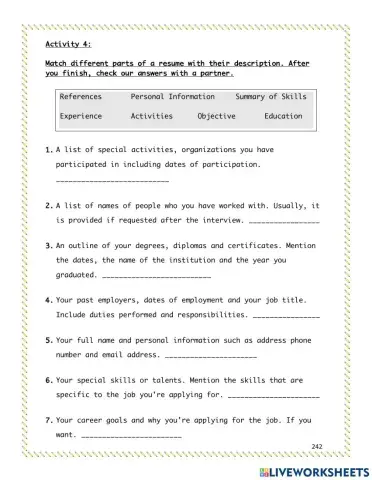 Unit 13: Resume Writing - Activity 4