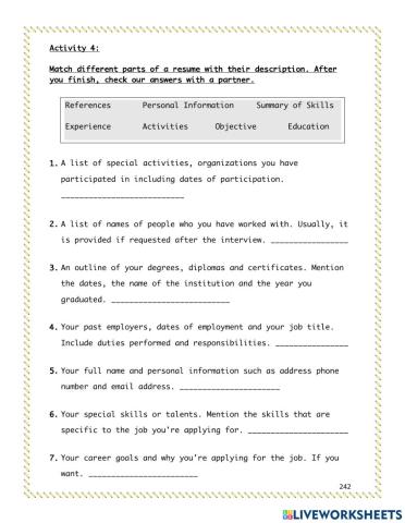Unit 13: Resume Writing - Activity 4