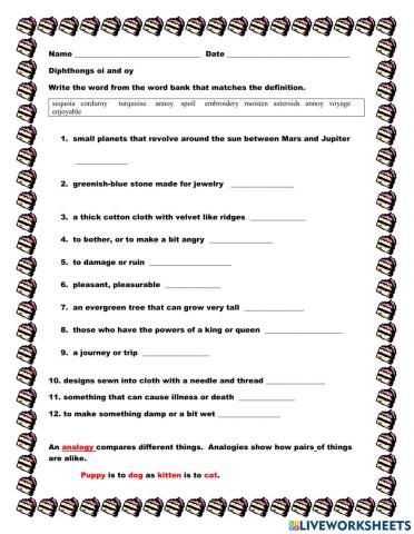 Diphthongs oi and oy